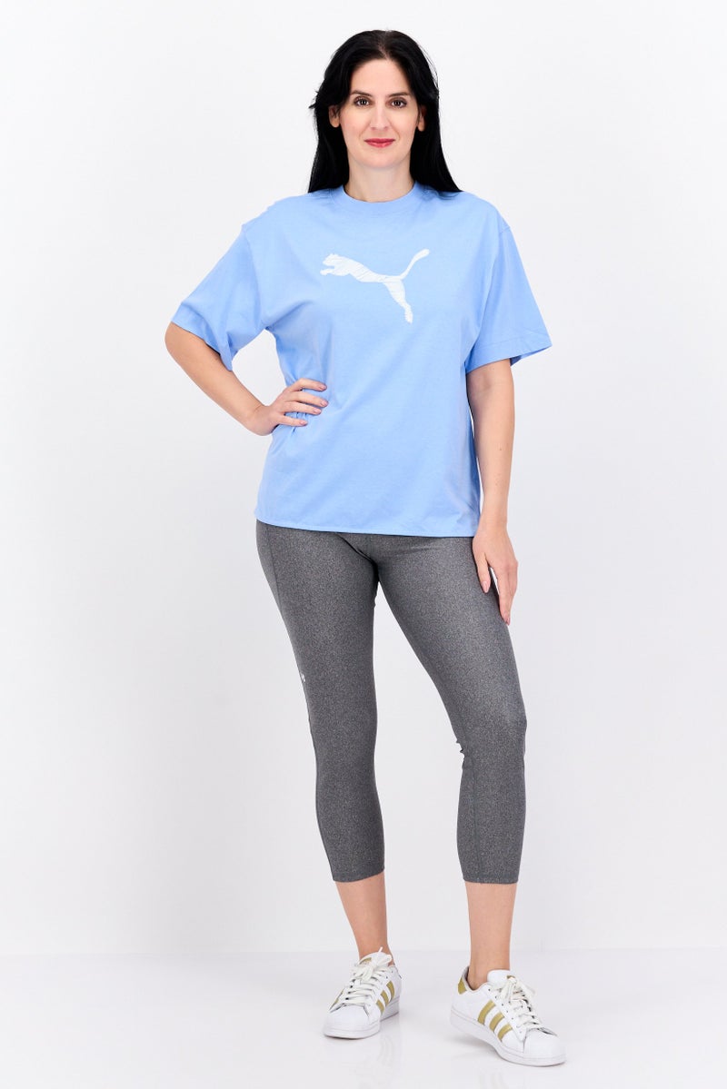 PUMA تي شيرتات تدريب قصيرة الأكمام للنساء، رياضية، زرقاء/بيضاء - Image 2